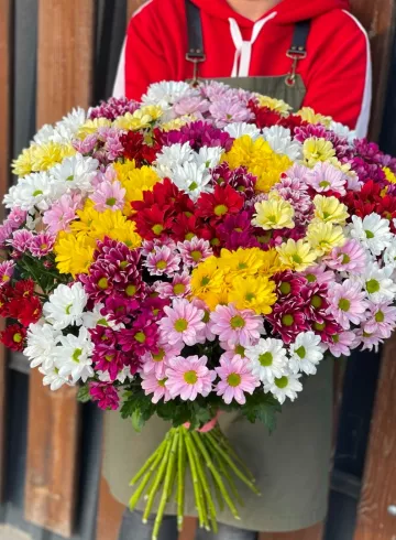 Монобукет 101 хризантема от интернет-магазина цветов в 