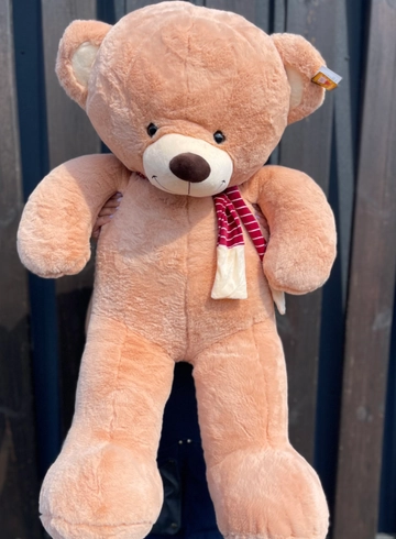 Медведь персиковый 60 см с шарфом от интернет-магазина цветов в 